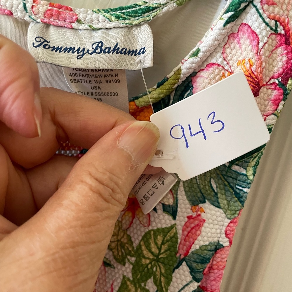 Tommy Bahama Floral Swim Cover-Up Dress Size S 🌺 Tropical Tie Side - Picture 2 of 7